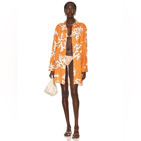 NWOT Shani Shemer Jonas Buttoned Shirt Dress in Corals - Picture 1 of 3